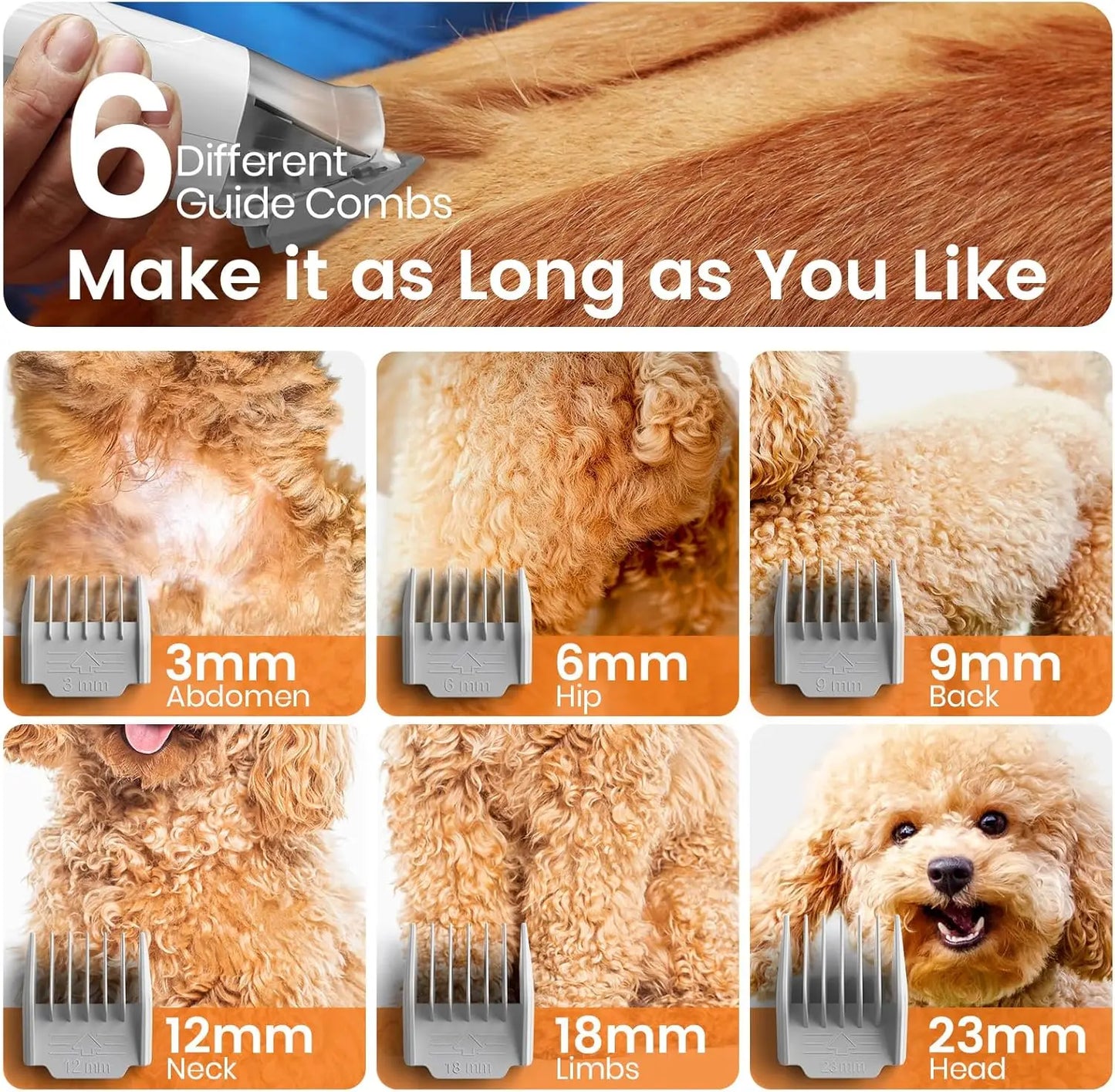 Pet Grooming Vacuum with Clipper and Nail Grinder, 1.5L Dust Cup, 7 Tools for Shedding Hair and Home Cleaning in Blue