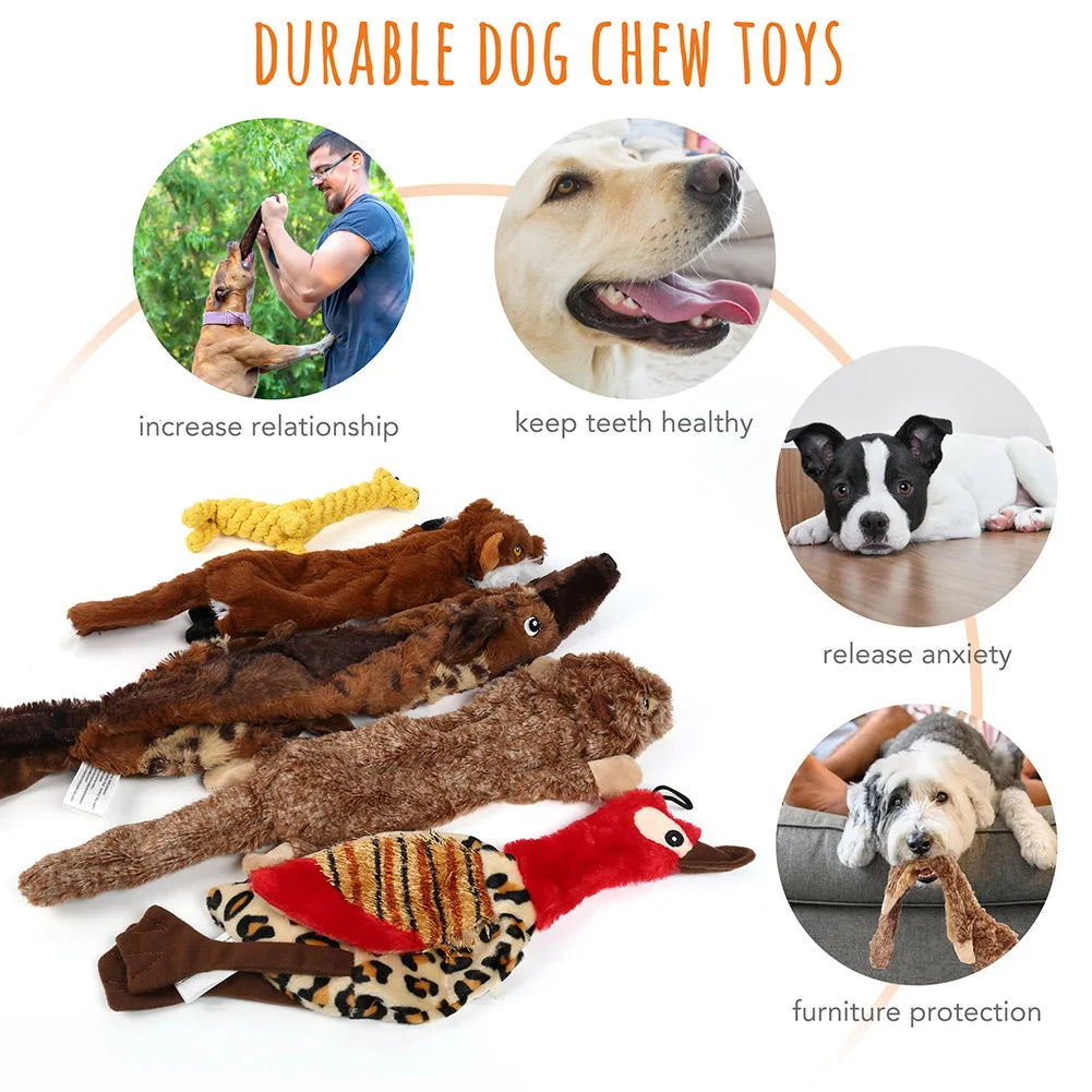 5PCS Crinkle Dog Squeaky Toys, Durable Plush Dog Toys, No Stuffing Dog Toys for Small Medium Large Dogs, Stuffless Puppy Toys f