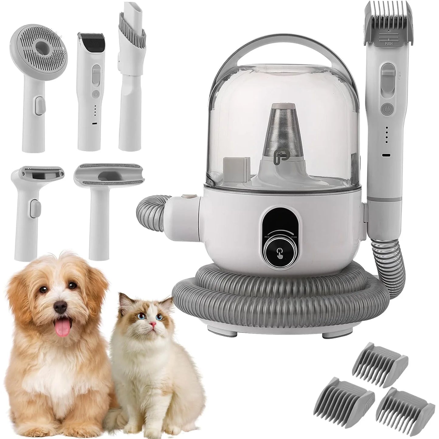 Pet Grooming Kit with 2L Vacuum Suction 99% Pet Hair, Professional Quiet Dog Grooming Vacuum Kit with 5 Grooming Tools For Pets