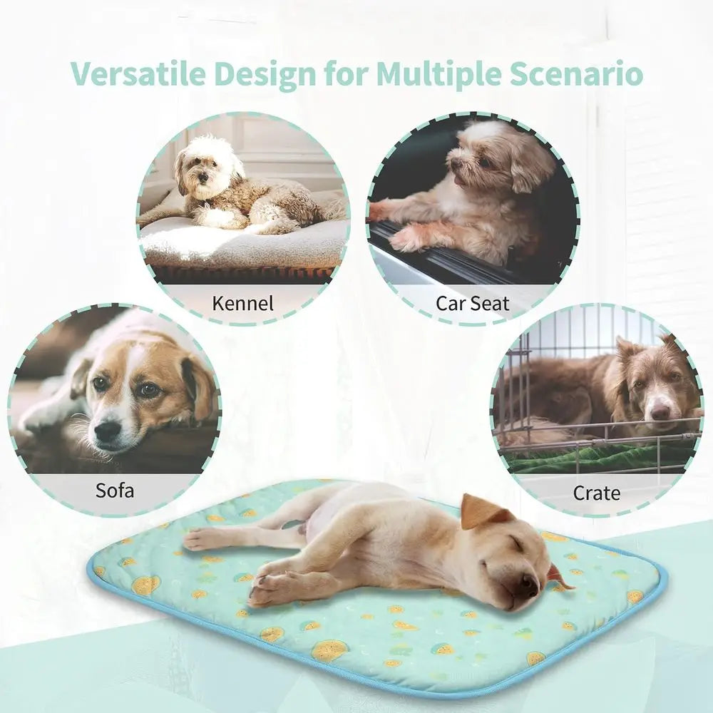Pet Cooling Mat - 27.5’’ X 20’’ Ice Silk Cooling Mat for Dogs & Cats Portable & Washable Pet Cooling Blanket, Car Seats, Beds fo