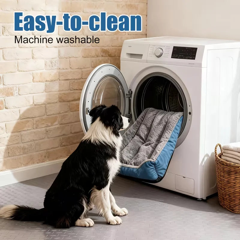 Luxurious Extra-Large Dog Bed, Orthopedic Support Pet Sofa Bed, Suitable for Medium to Large Dogs and Cats - Plaid Design with Soft Polyester Filling, Non-Slip Bottom, All-Season Dog Bed with Headrest Support, Ideal Choice fo