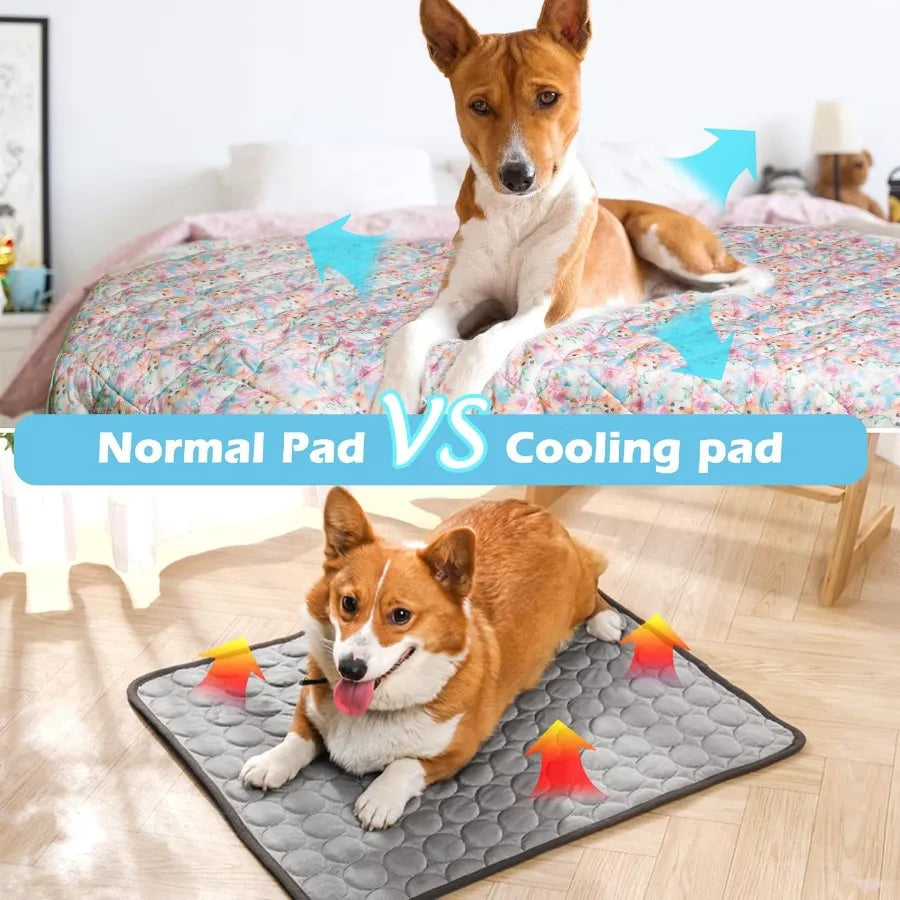 Dog Cooling Mat Cat Self Cool Ice Pads for Summer Use Lightweight Pet Pad Blanket Bed Cover with Advanced Cooling Technology Wa