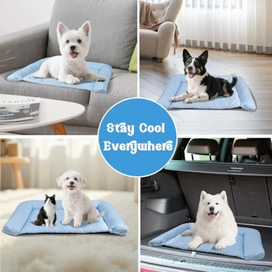 Dog Cooling Mat - Thickened Self-Cooling Pad for Small Dogs and Cats Offering Ultra-Comfort and Machine Washable Convenience Fo