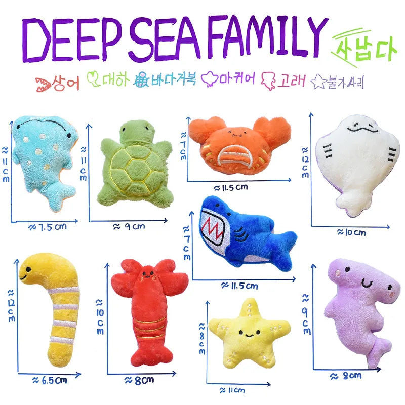 Ocean Cute Mini Adorable Ins Dog Toys Pet Plush Sound Toys Shark Crab Turtle Whale