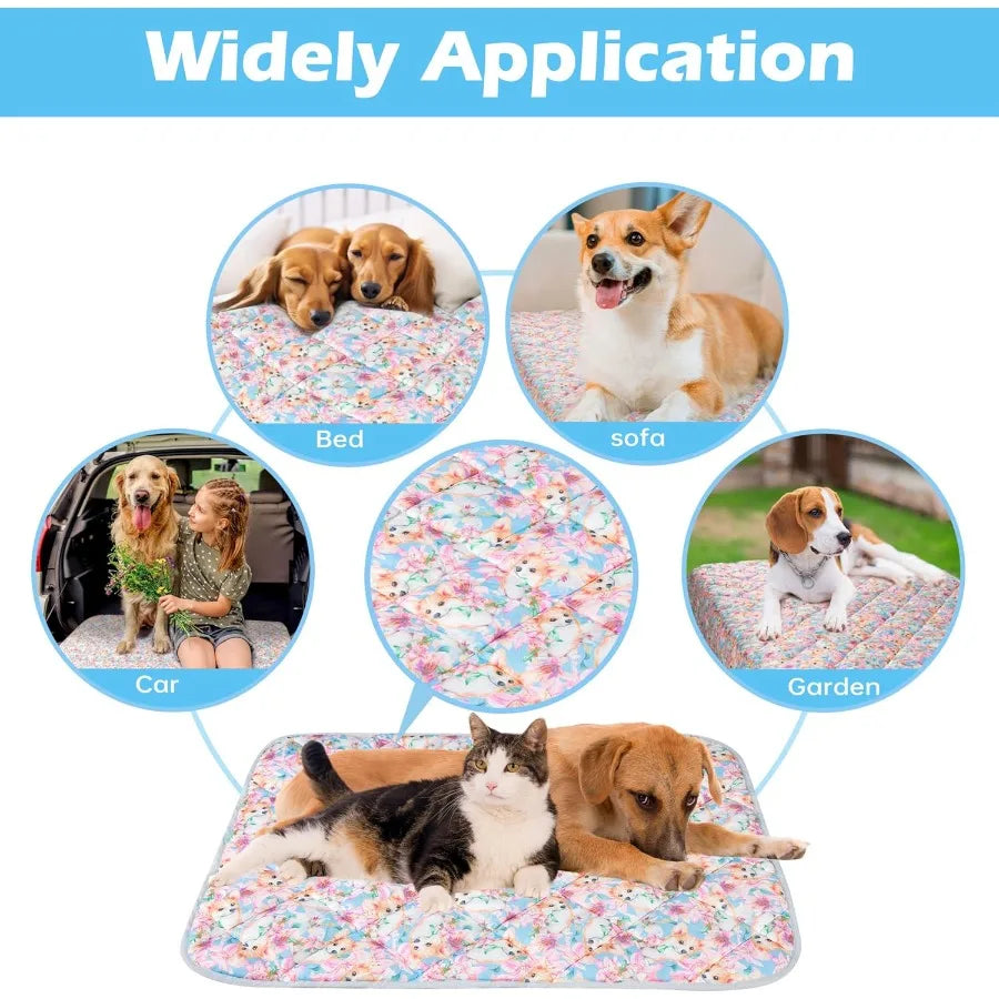 Dog Cooling Mat Cat Self Cool Ice Pads for Summer Use Lightweight Pet Pad Blanket Bed Cover with Advanced Cooling Technology Wa