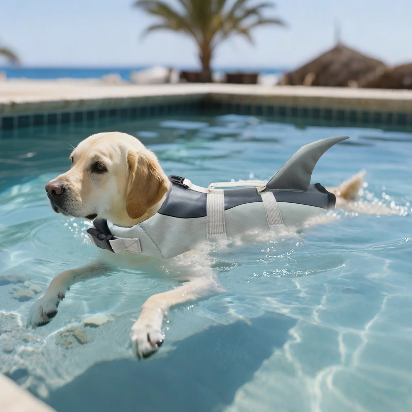 Shark Dog Life Jacket Dog Swimsuit Enhanced Buoyancy Small Dogs Swimming Clothes Safety Vest with Handle for Dogs Surfing