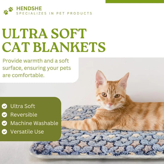 2 Pack Ultra Soft Reversible Cat Blankets for Indoor Cats and Small Dogs Fluffy Flannel Washable Pet Pad for Cozy Comfort in Li