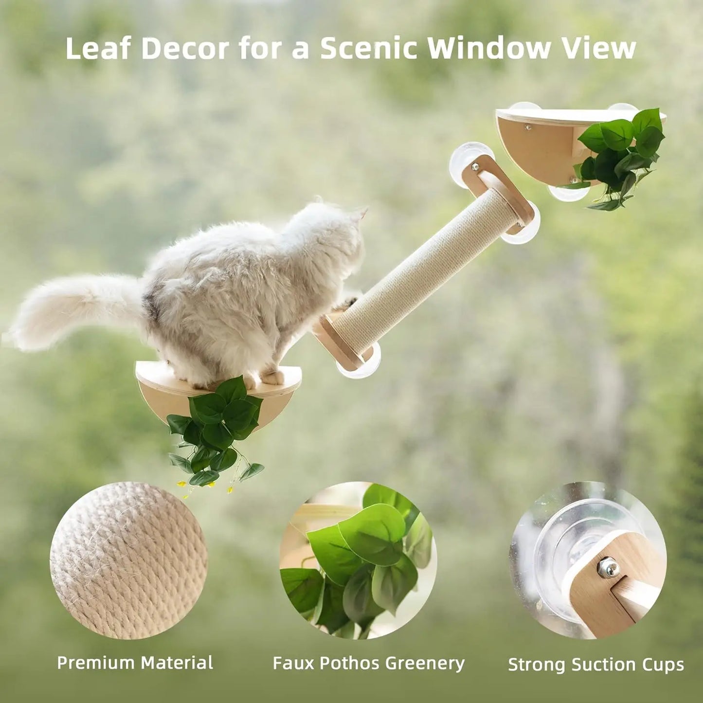 Cat Window Scratching Post with Climbing Steps, Perches & Suction Cups (3-Piece Set)