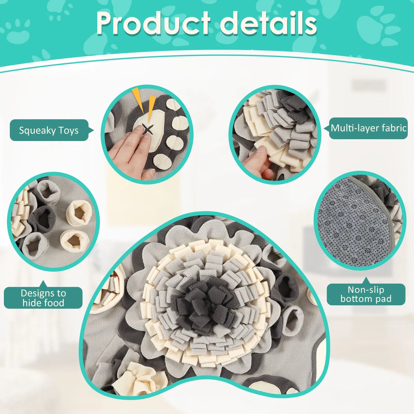 Dog Snuffle Mat Pet Toys Interactive Training Sniff Natural Feeding Mat Squeaker Dog Treat Relieve Pressure Snuffle Toys