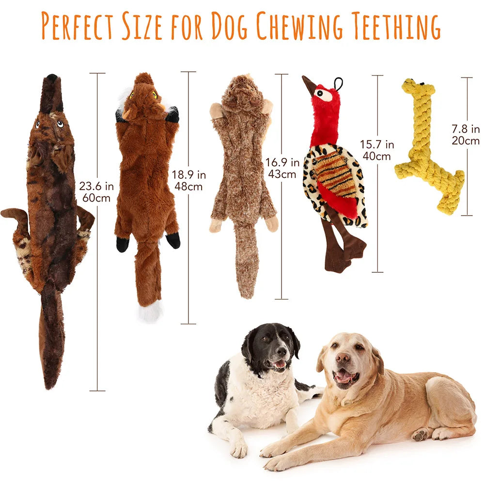 5PCS Crinkle Dog Squeaky Toys, Durable Plush Dog Toys, No Stuffing Dog Toys for Small Medium Large Dogs, Stuffless Puppy Toys f
