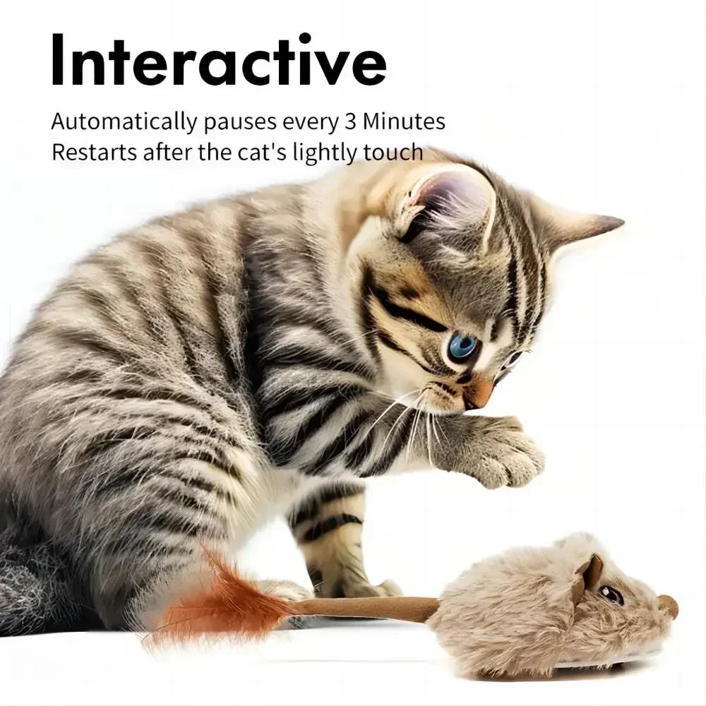 Rechargeable Motion Mouse Cat Toy for Kitten Mouse Sound Moving Mouse Cat Toys Interactive Cat Toy Sound Mouse Cat toy Cat water