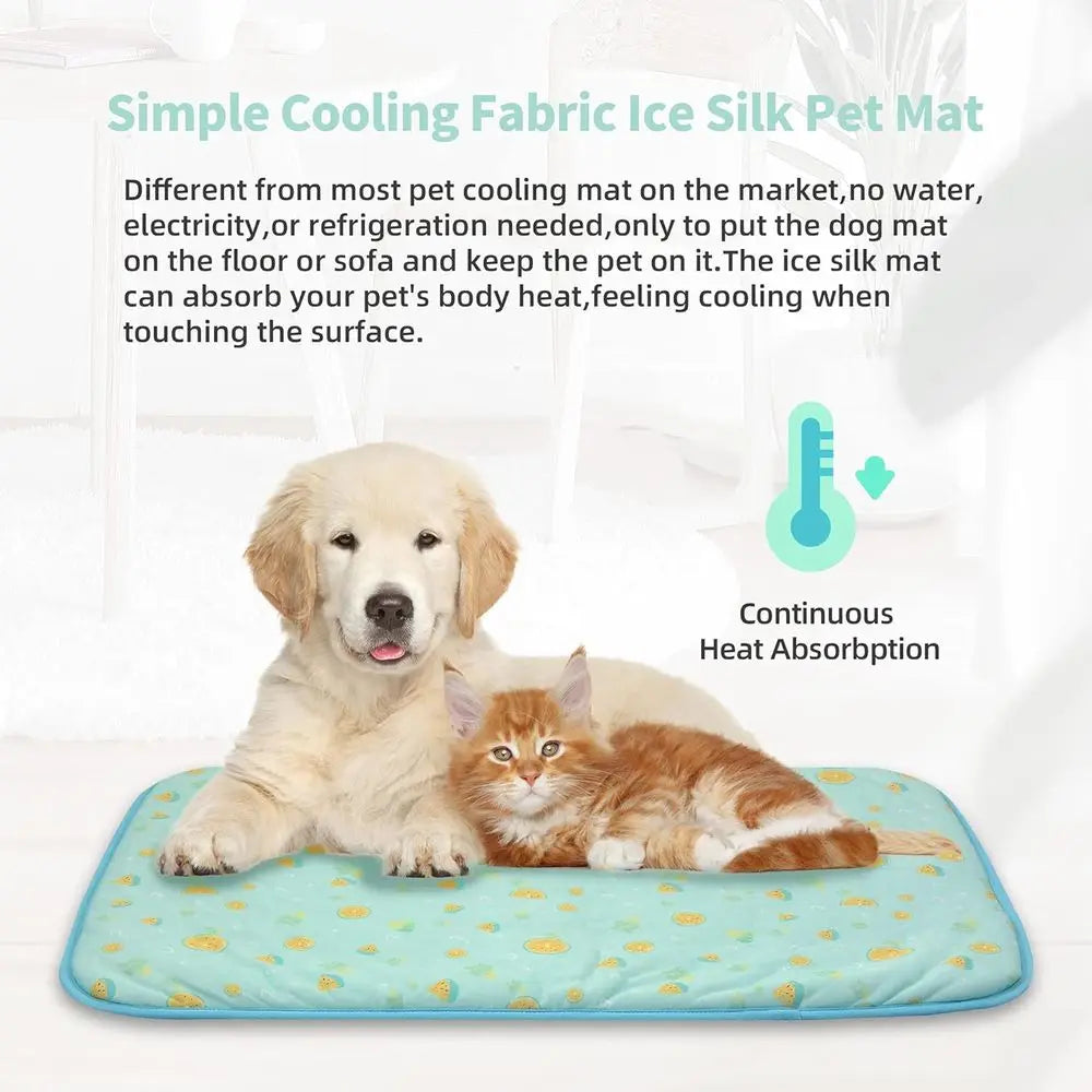 Pet Cooling Mat - 27.5’’ X 20’’ Ice Silk Cooling Mat for Dogs & Cats Portable & Washable Pet Cooling Blanket, Car Seats, Beds fo