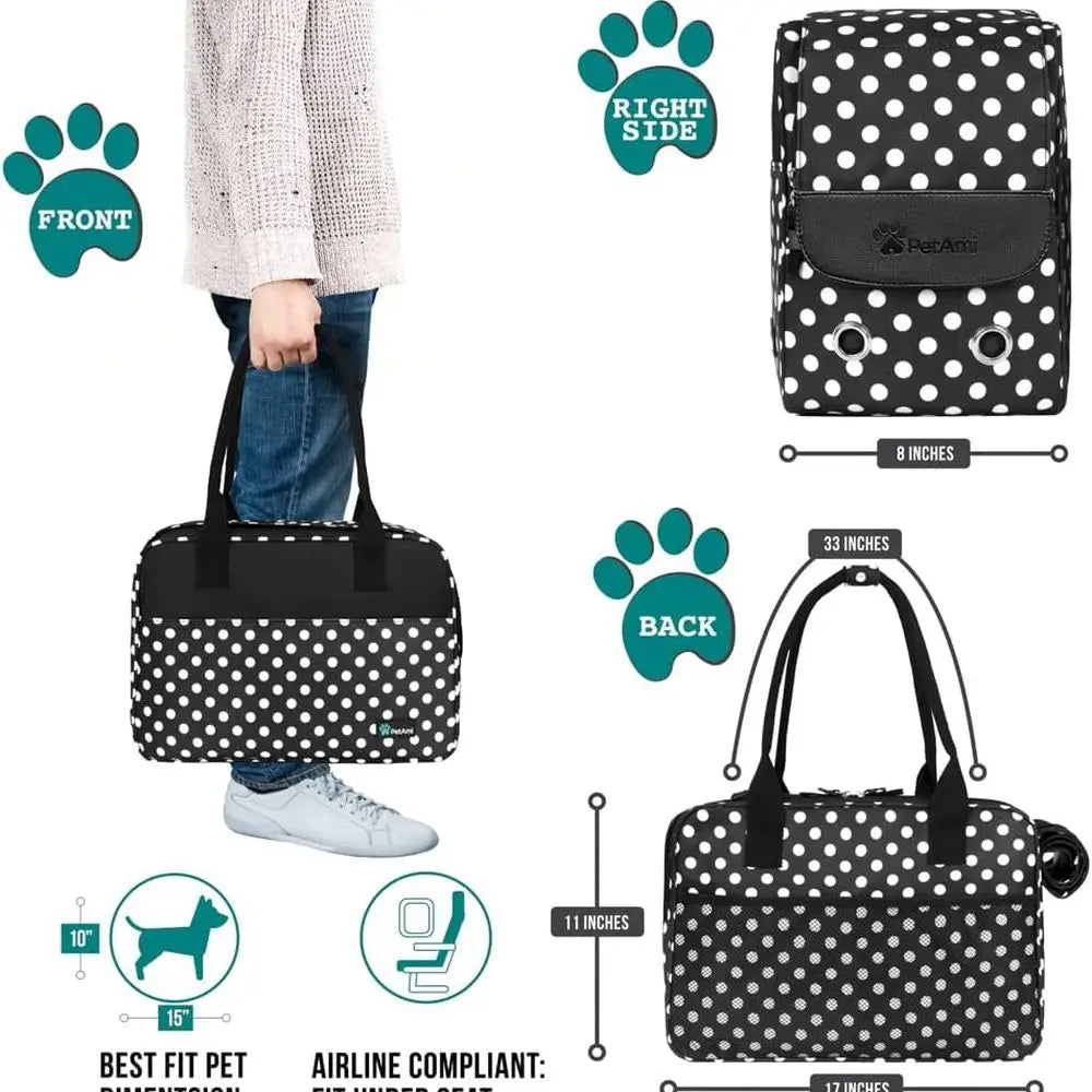 Dog Purse Carrier for Small Dogs, Airline Approved Soft Sided Pet Carrier with Pockets, Ventilated Dog Carrying Bag for Puppy Ca