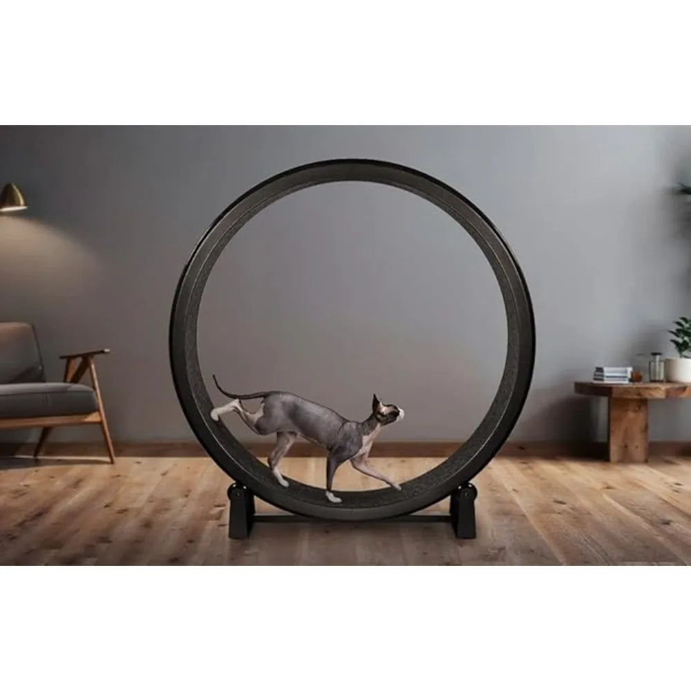 7 One Fast Cat Exercise Wheel - 48 Safe Diameter - US Made - Black with Felt Pads & Inline Wheels