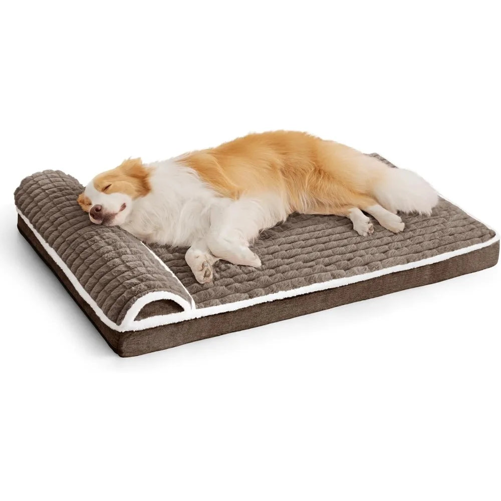 orthopedic xl dog bed large sized dog with pillow 42''x28'', waterproof soft comfortable egg crate foam pet crate beds mat with
