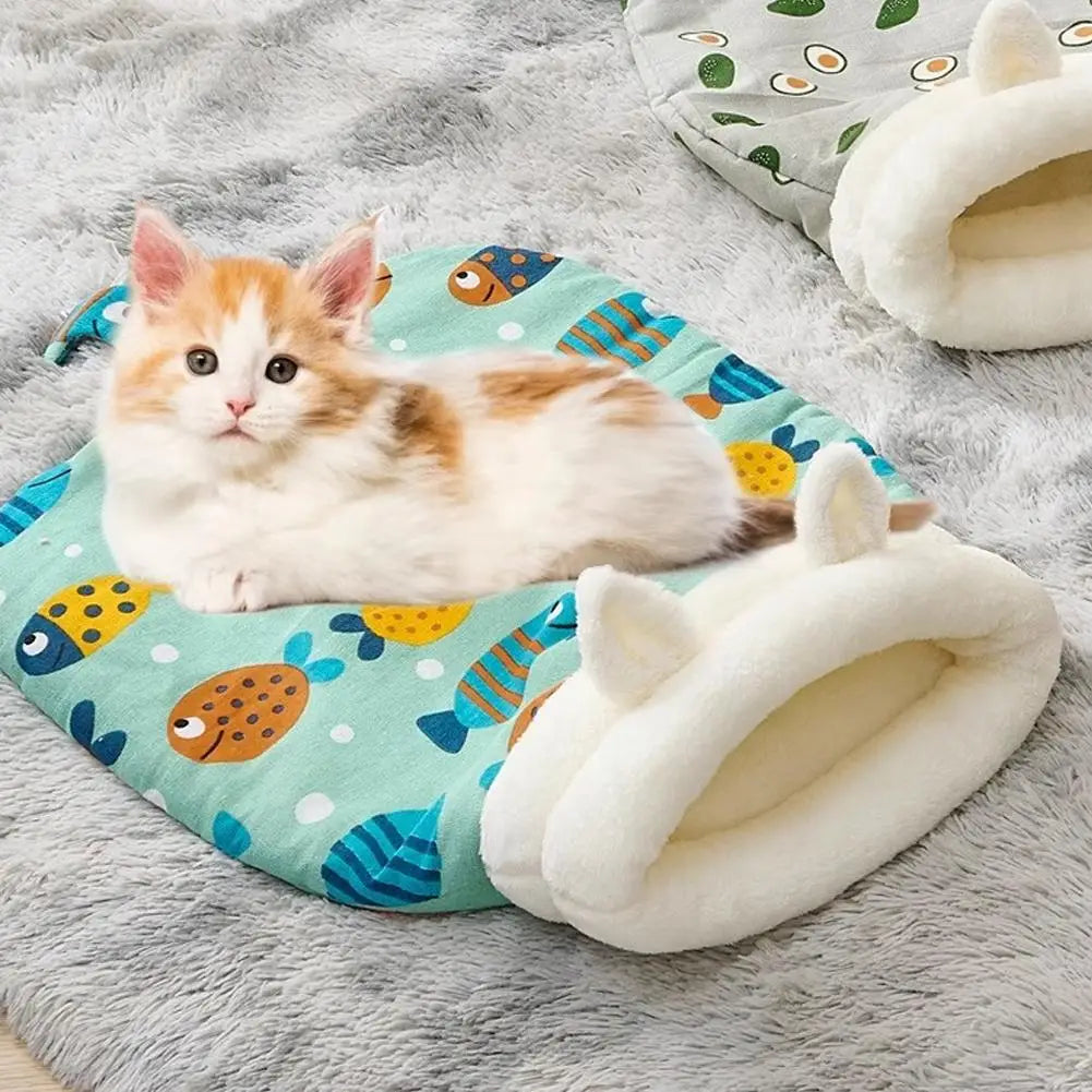 Winter Warm Plush Cat Dog Sleeping Bag, Soft Cozy Pet Nest For Indoor Cats And Dogs, Portable Cute Pet Small Puppy Pet Nest Bed