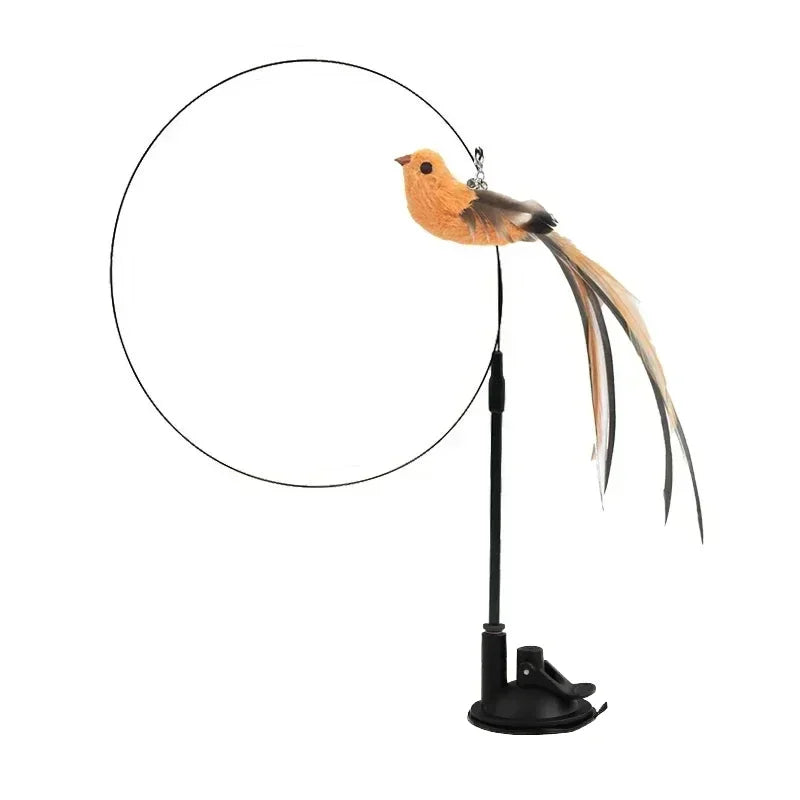 Simulation Bird Cat Toys Funny Interactive Peacock with Bell Cat Stick Toy for Kitten Playing Teaser Wand Toys Pet Cats Supplies
