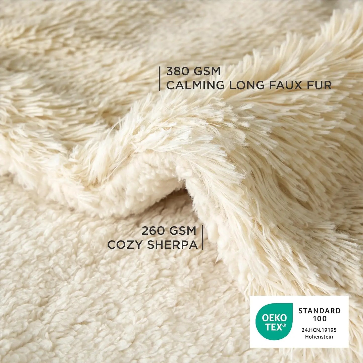Waterproof Pet Blanket for Large Dogs and Cats, Reversible Faux Fur Furniture Protector, Washable 60x80 Cream
