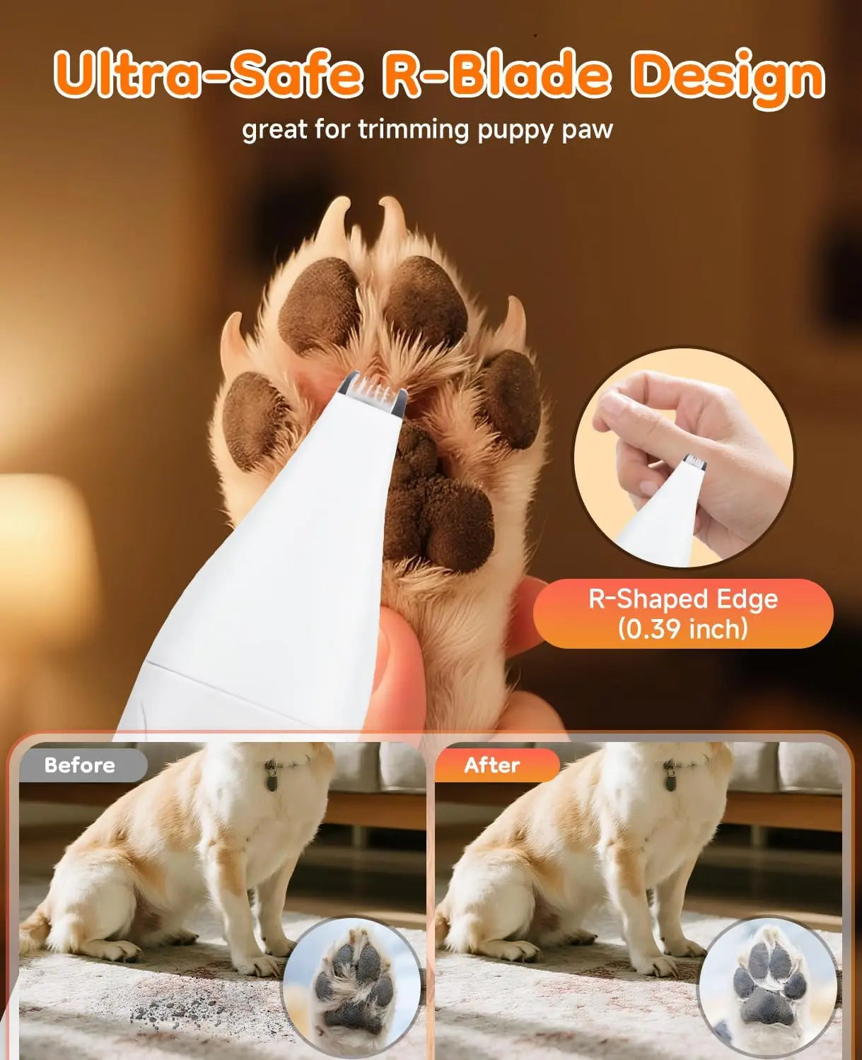 Dog Trimmer for Paws – 14 in 1 Cordless Dog Grooming Kit with Quiet Nail Grinder & Hair Clippers