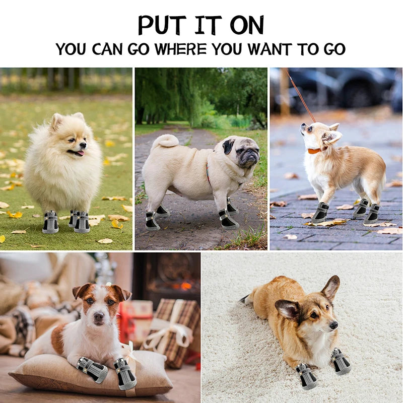 Pet Dog Shoes Non-Slip Warm, Thick Sole Plush Lined Booties, Breathable Paw Protection for Walking Climbing