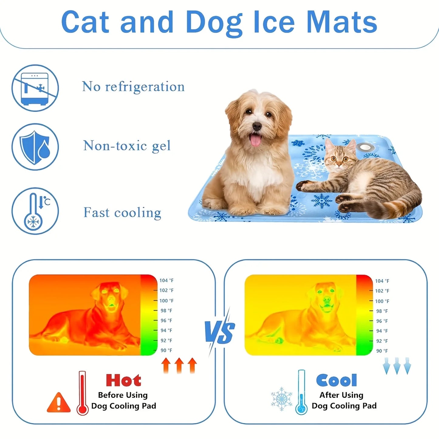 Pet Summer Self-Cooling Pad, Easy to Clean, Comfortable and Cool Sleeping Bed, Suitable for Dogs and Cats (L Size Suitable for Pets Weighing under 44 Pounds)