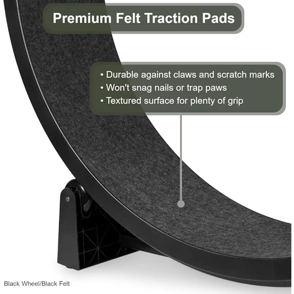 7 One Fast Cat Exercise Wheel - 48 Safe Diameter - US Made - Black with Felt Pads & Inline Wheels