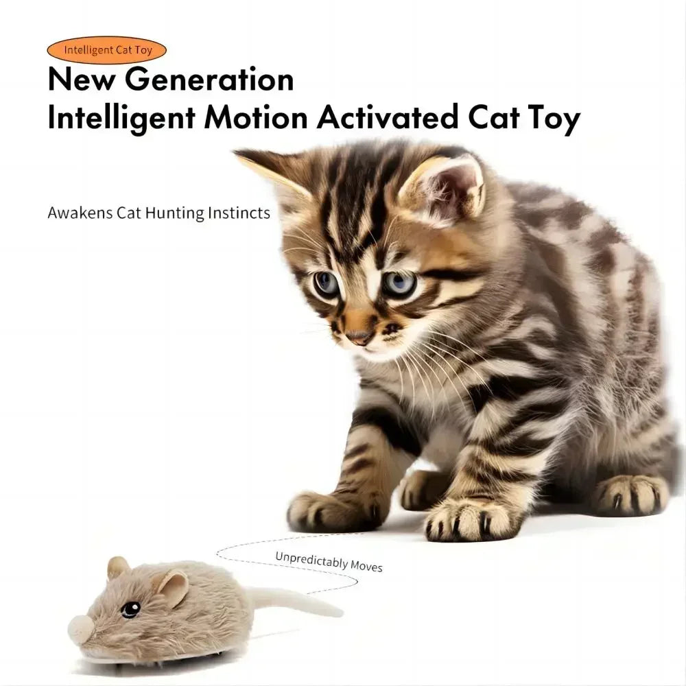 Rechargeable Motion Mouse Cat Toy for Kitten Mouse Sound Moving Mouse Cat Toys Interactive Cat Toy Sound Mouse Cat toy Cat water