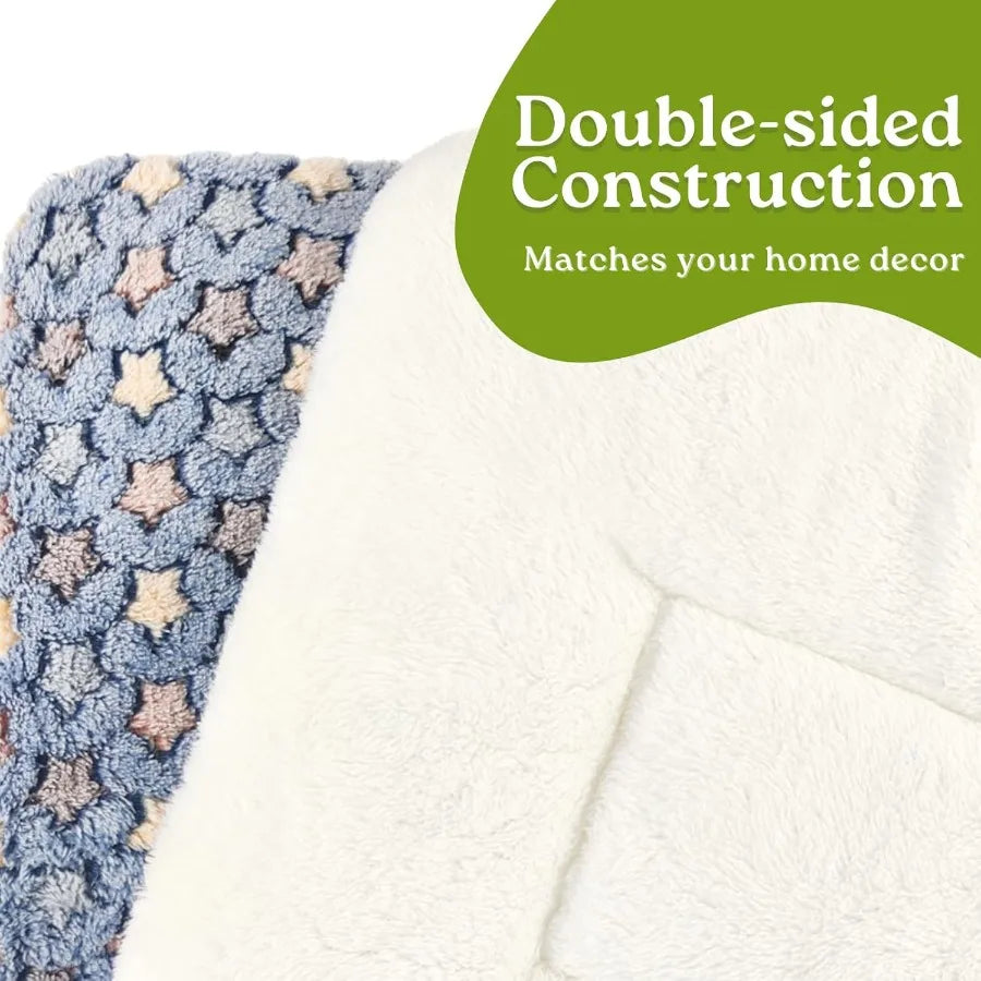 2 Pack Ultra Soft Reversible Cat Blankets for Indoor Cats and Small Dogs Fluffy Flannel Washable Pet Pad for Cozy Comfort in Li