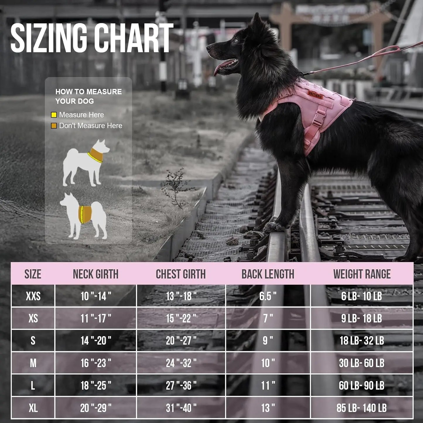 Adjustable No-Pull Dog Harness Vest with Hook & Loop Panels for Walking Hiking Training in Pink