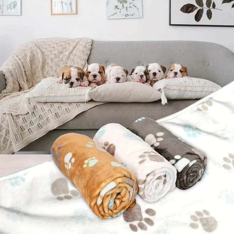 Thickened Soft Flannel Fleece Cat Dog Blanket Bed Mats Paw Foot Print Warm Pet Blanket Sleeping Beds Cover Mat For Pets Supplies