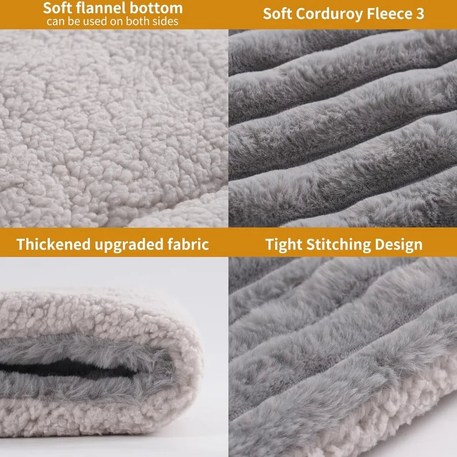 Self Warming Cat Bed 22x16 Inch Reversible Two-Sided Use Self Heating Mat for Cats and Dogs Washable Pets Crate Pad for Indoor