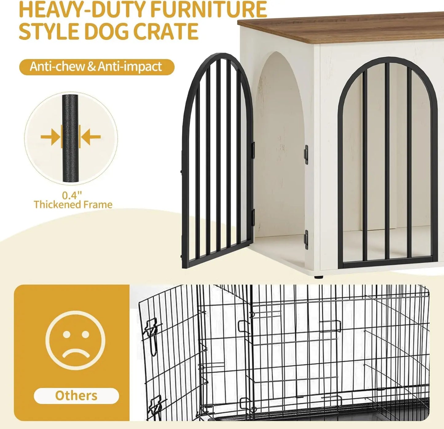 31.5'' Wooden Dog Crate Furniture, Indoor Kennel for Small/Medium Dogs, Decorative Pet House End Table TV Stand in White Brown