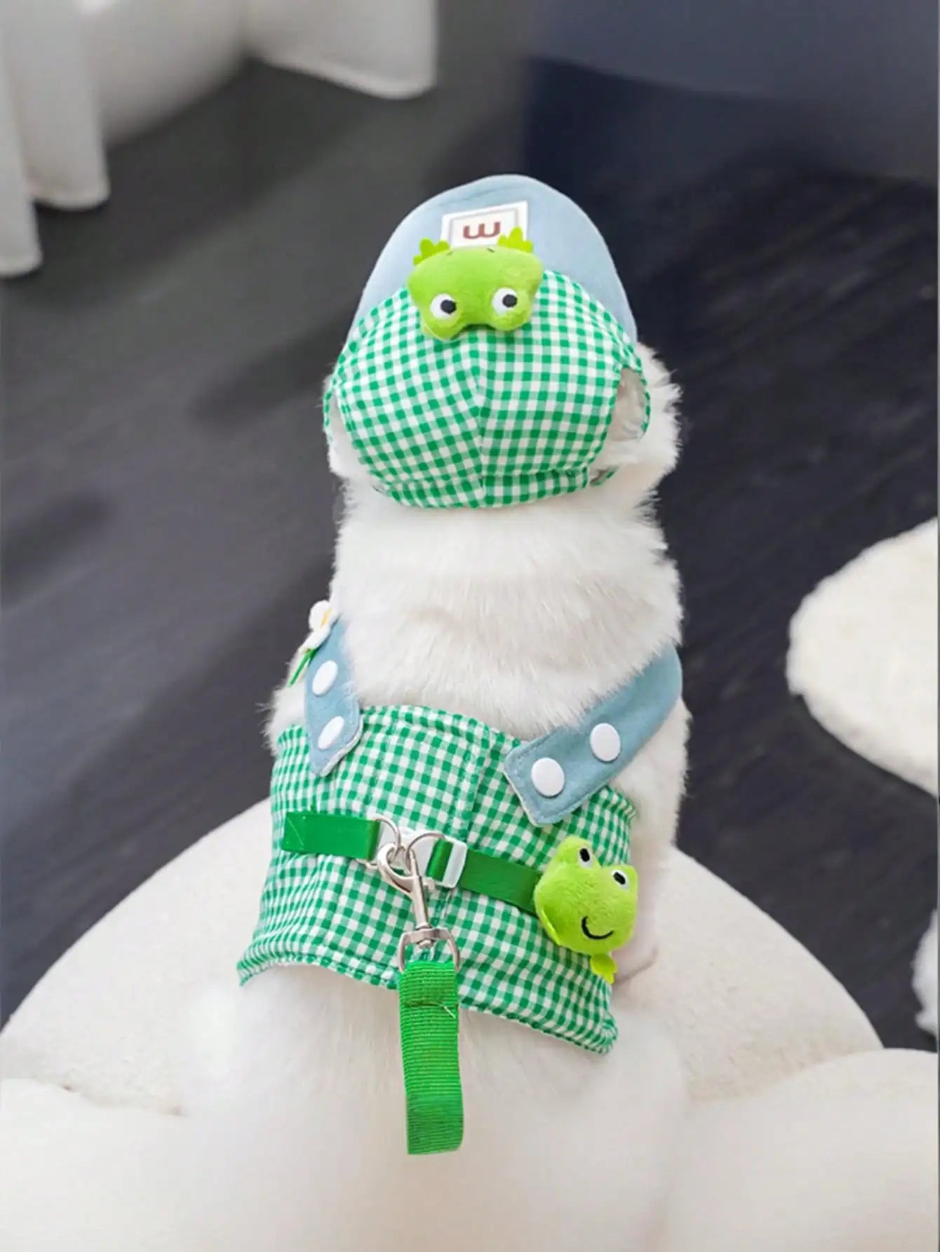 1pc Breathable Lightweight Skid Proof Quick Drying Cute Frog Pattern Solid Color Pet Harness And Leash Suitable For Cats And Dog