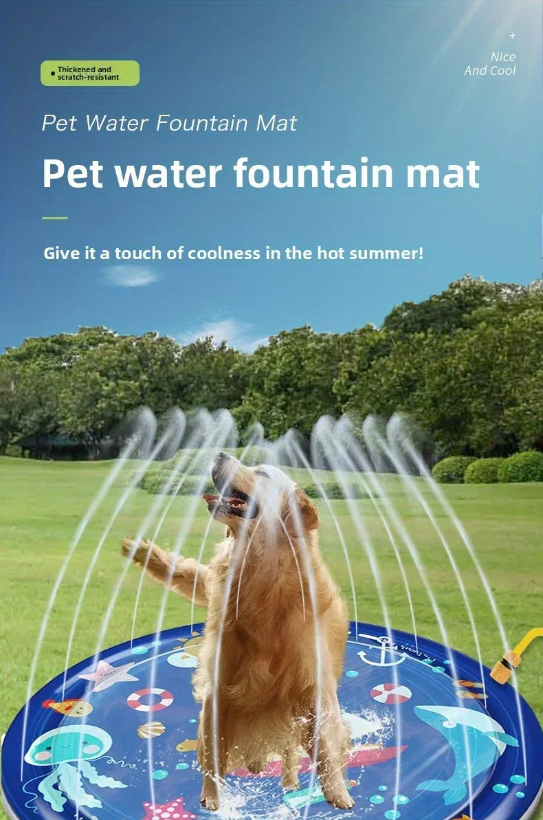 100cm outdoor Summer Pet Swimming Pool Inflatable Water Sprinkler Pad Play Cooling Mat Outdoor Interactive Fountain Toy for Dogs