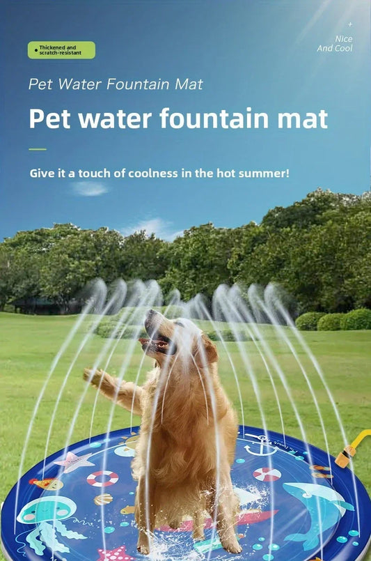 100cm outdoor Summer Pet Swimming Pool Inflatable Water Sprinkler Pad Play Cooling Mat Outdoor Interactive Fountain Toy for Dogs
