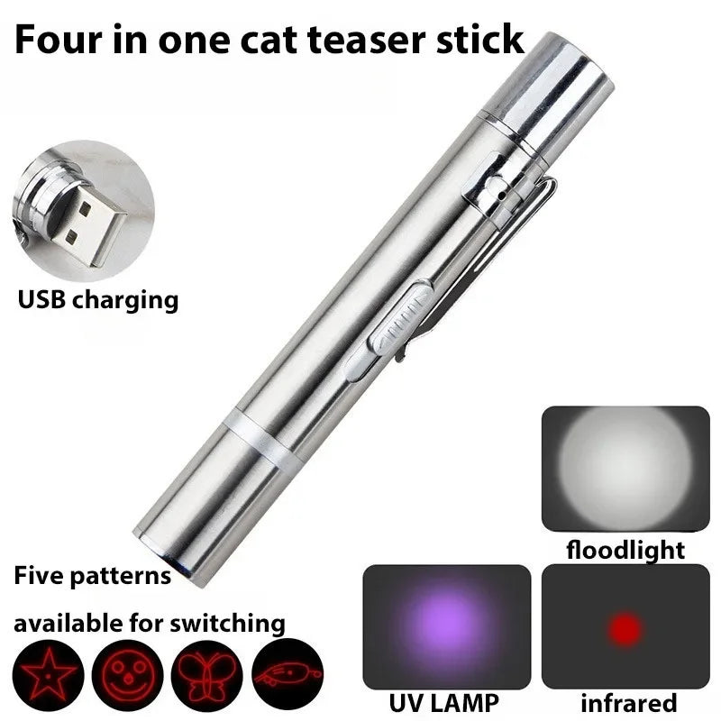 USB charging laser cat teaser stick multi-pattern purple light cat toy pet supplies toy cat teaser pen