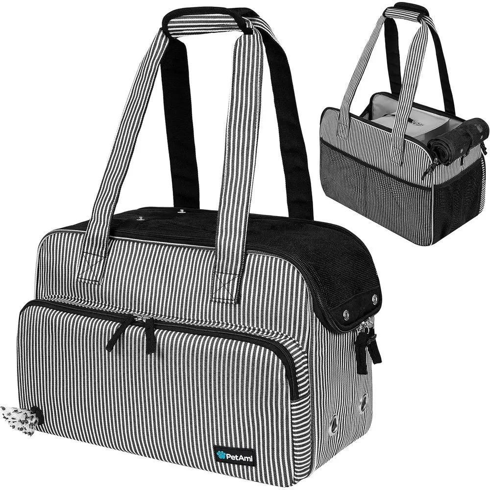 Small Dog Purse Carrier, Soft-Sided Pet Carrier Bag with Pockets, Portable Puppy Cat Travel Handbag Tote, Airline Approved Breat