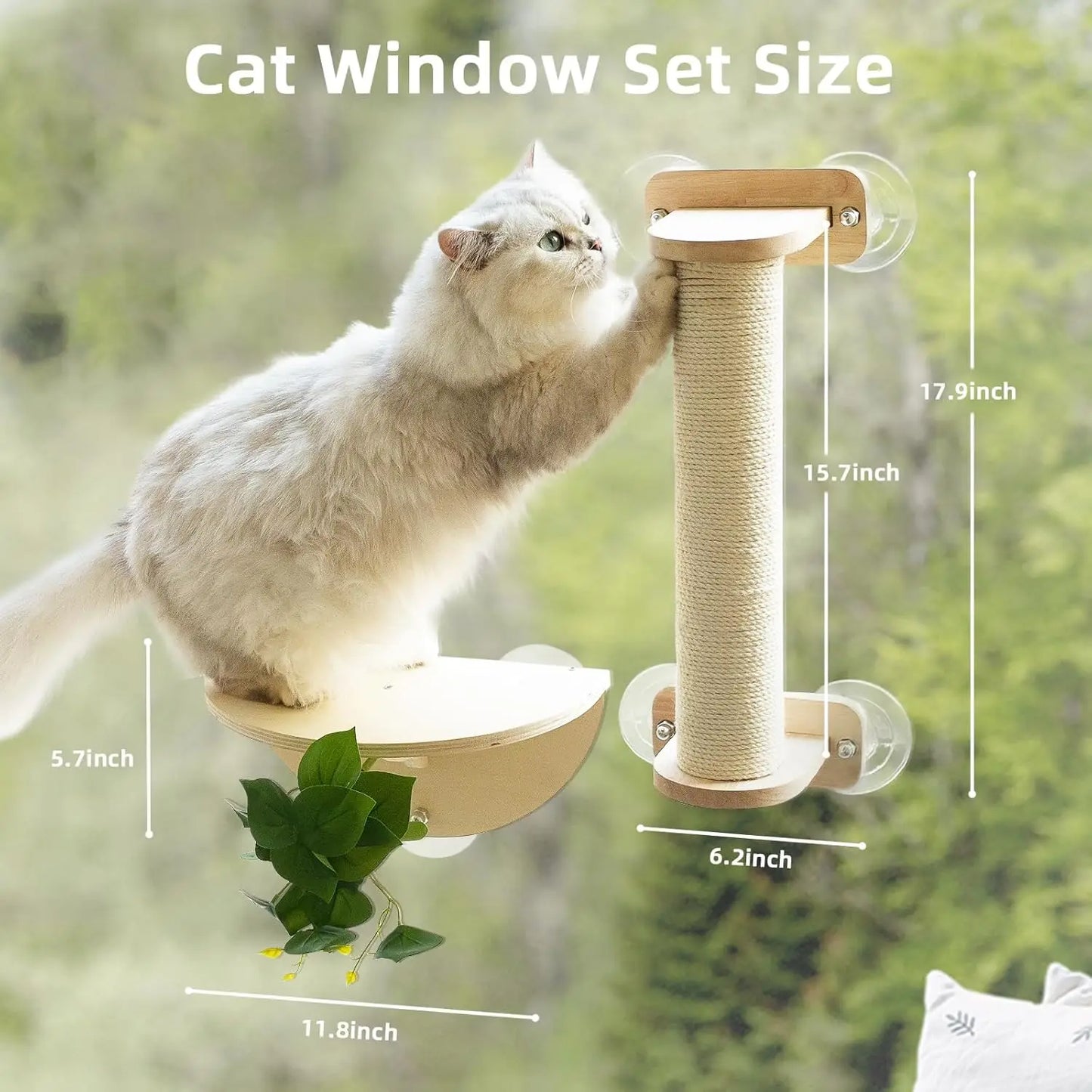 Cat Window Scratching Post with Climbing Steps, Perches & Suction Cups (3-Piece Set)