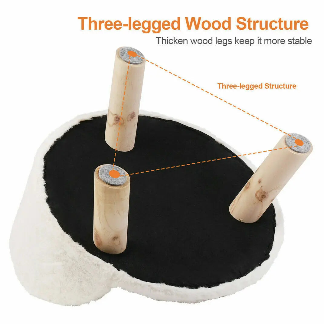 Luxury Soft Cat Bed Warm Plush Fabric Pet Nesting Chair Bed Washable Couch Wood Legs with Cushion Pad  for Small Pets