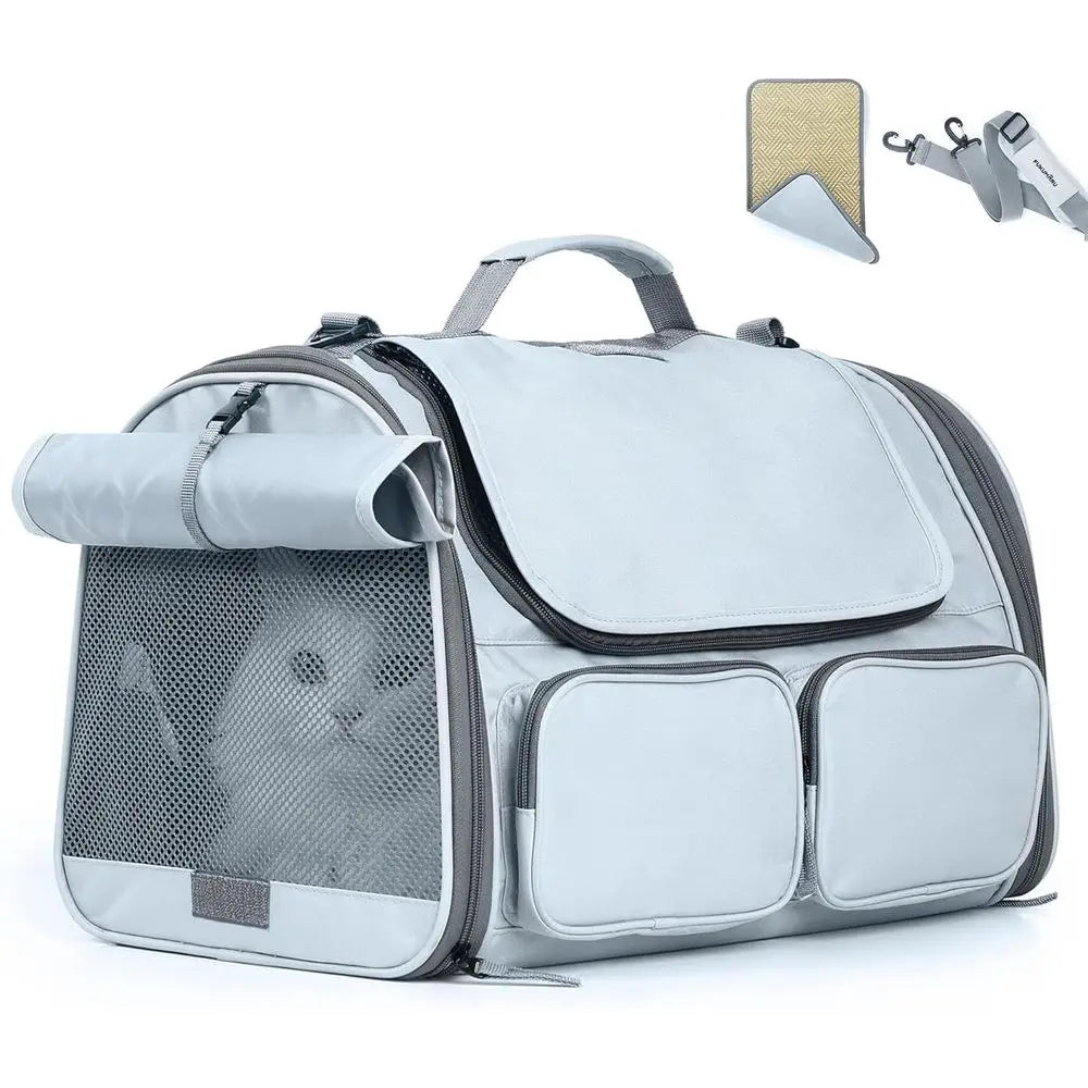 Cat Carrier, Soft-Sided Small Dog Carrier, Large Cat Travel Bag with 4 Mesh Windows, Under 15 lb Airline Approved Pet Carrier wi