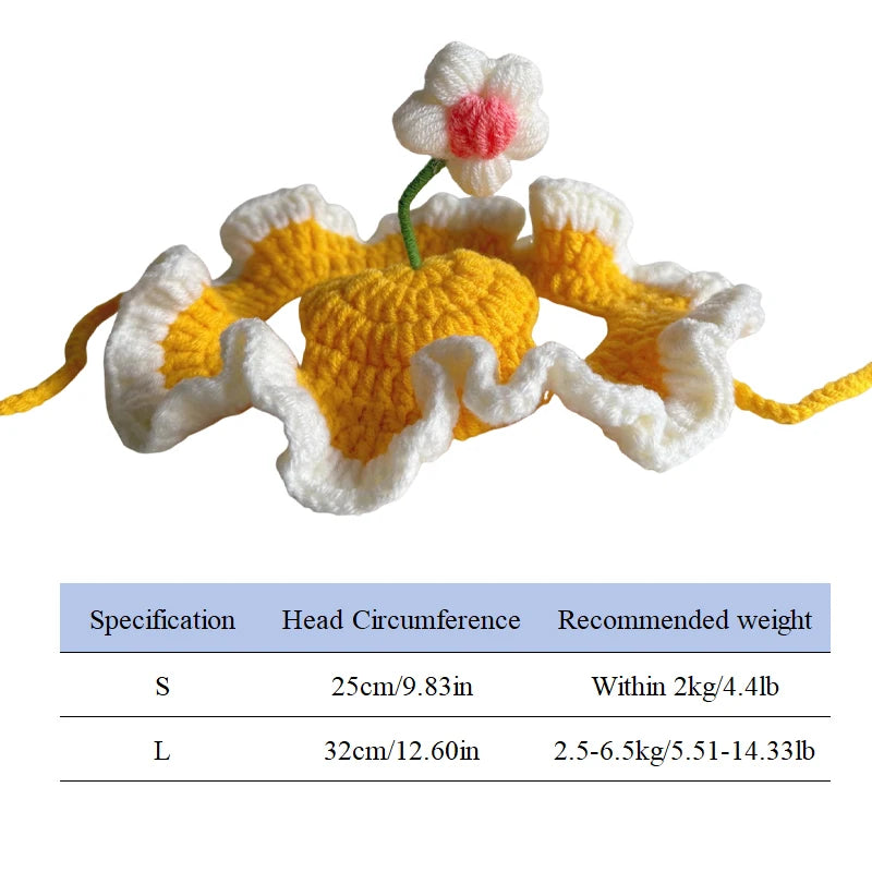 Cute Adjustable Cat Hat Elastic Pet Hat for Cats Small Dogs Kitten Headwear with Small Flowers Party Photo Decoration