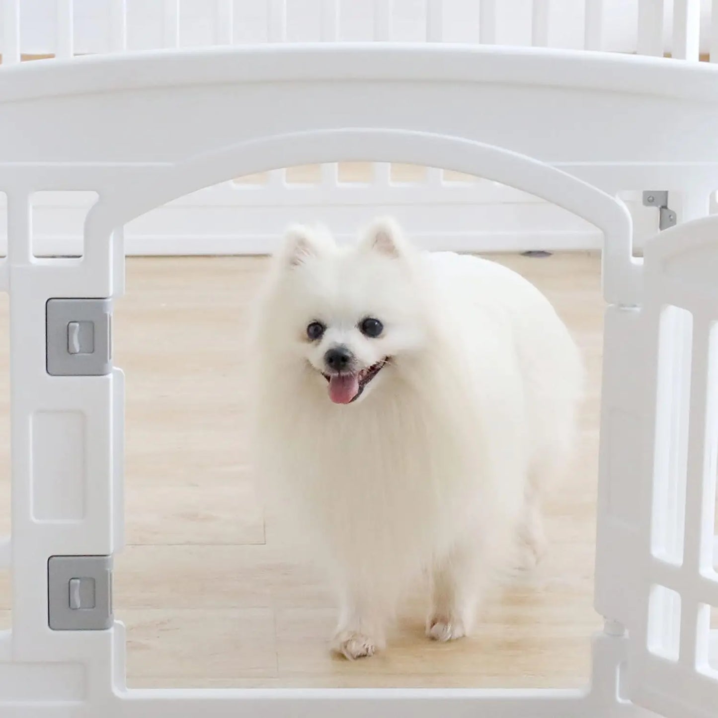 Heavy Plastic Pet Playpen for Dogs, Puppy Exercise Pen Indoor Outdoor Folding Cage with 6 Panels, White