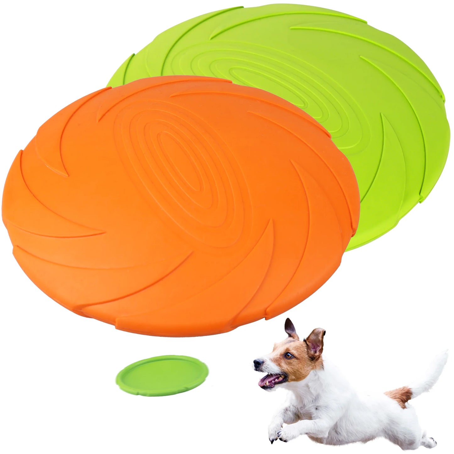Dog Flying Disc, 2 Pack, 7 Inch, Durable Dog Toys, Nature Rubber Floating Flying Saucer for Water Pool Beach, Orange