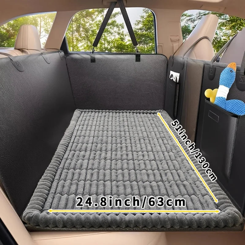 1pc Non-Slip Car Dog Mat,Heavy-Duty Pet Seat Cushion with Rear Extension Pad - Anti-Bite Wearing Floor Liner for Sedans & Trucks