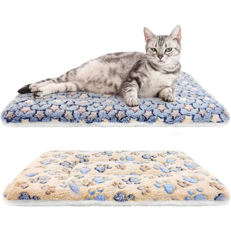 2 Pack Ultra Soft Reversible Cat Blankets for Indoor Cats and Small Dogs Fluffy Flannel Washable Pet Pad for Cozy Comfort in Li