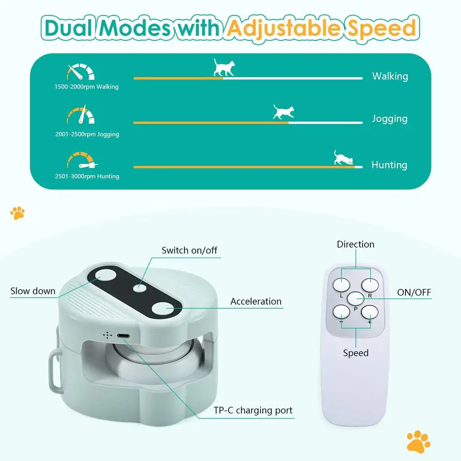 Cat Toy for Indoor Cats,Electric Remote Control Cat Chaser,Auto Manual Control DIY Cat Feather Toy Treadmill for Kitten Puppy,A