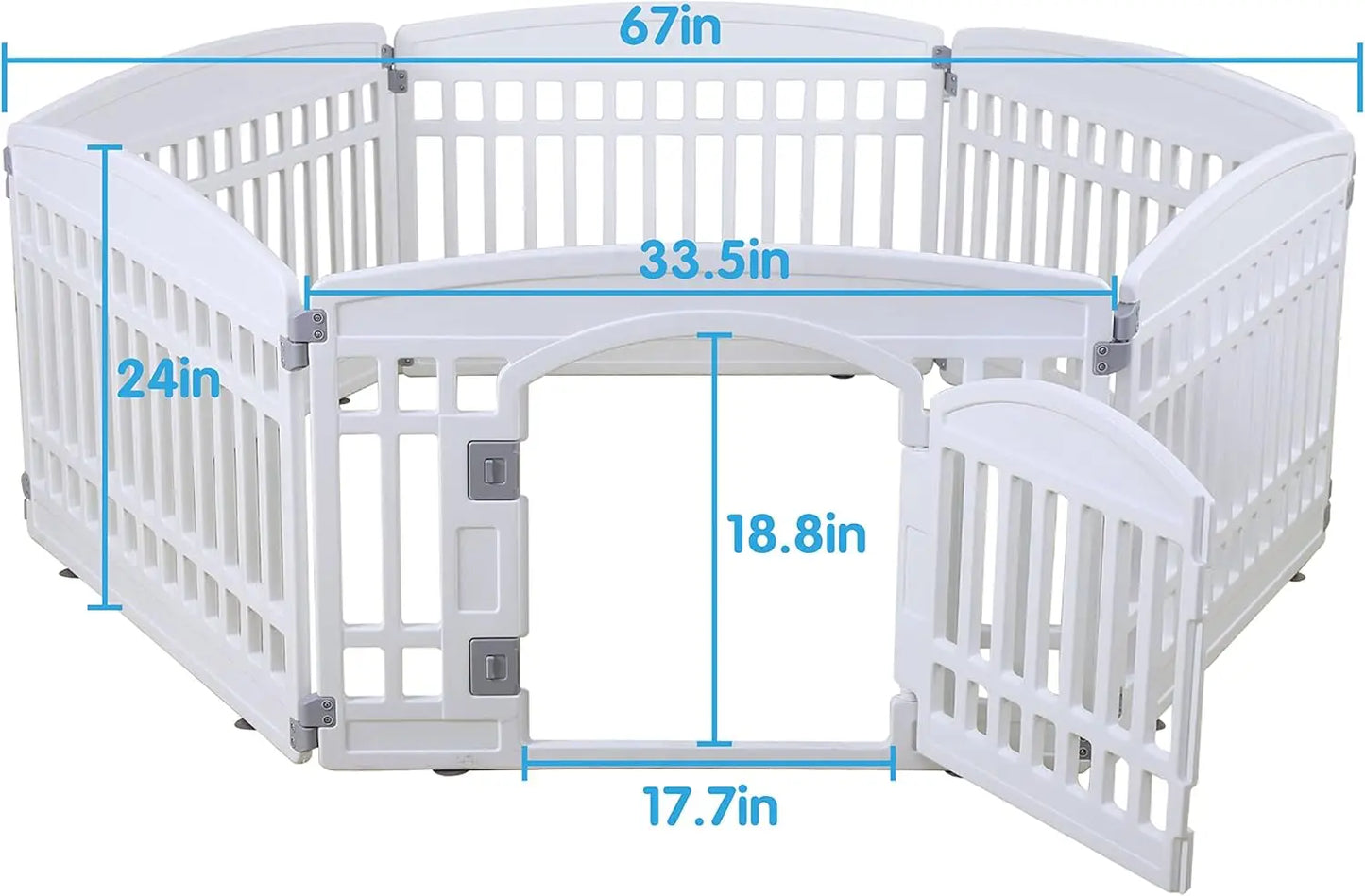Heavy Plastic Pet Playpen for Dogs, Puppy Exercise Pen Indoor Outdoor Folding Cage with 6 Panels, White