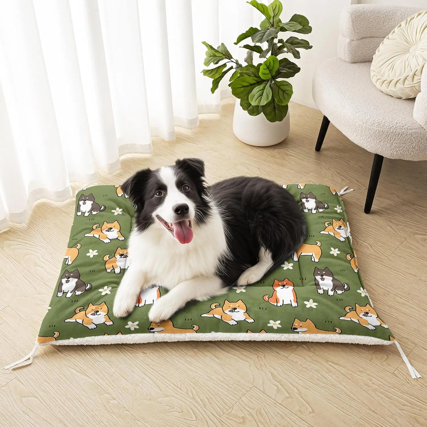 Cute Strawberry Dog Crate Bed, Plush Rectangular Pet Mat 30'x26', Washable Calming Pad for Medium Large Dogs, Pink