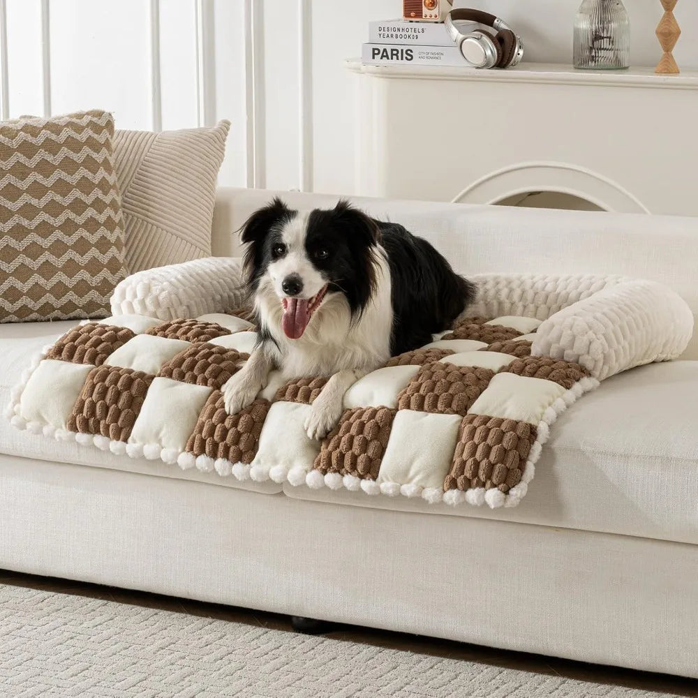 dog couch bed, thick flannel dog couch cover protector, washable pet couch covers for sofa, non-slip