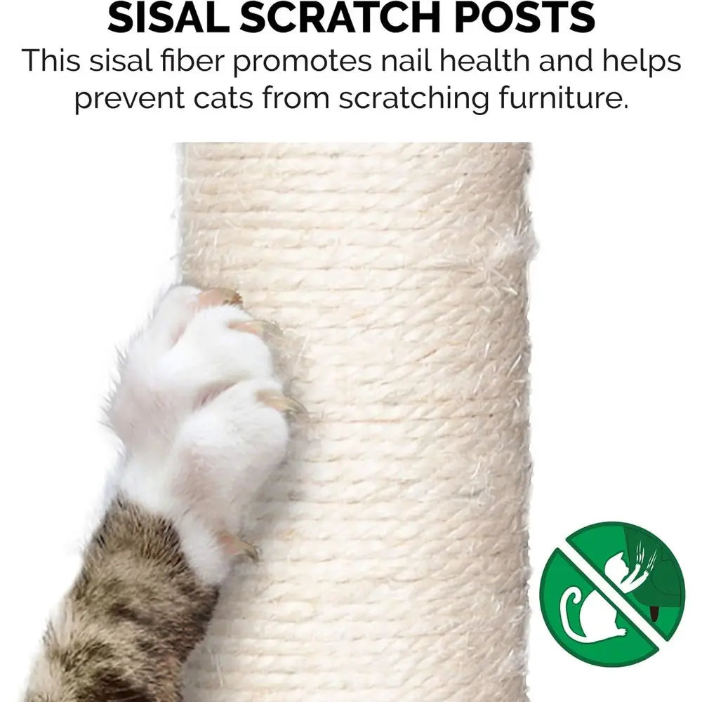 15.75 Tall Playground for Cats, Sisal Scratching Posts, Self-Grooming Brush, & Toy - Interactive Playground - Silver, One Size